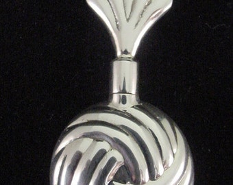 Beautiful, Sterling Silver Perfume Bottle Vintage Pendant - Necklace -  Lovers' Knot - Antique, 19 inch Sterling Box Chain, Italy