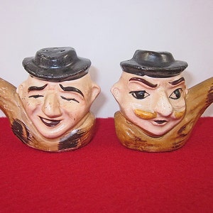 Vintage Double-Faced Salt, Pepper Shakers, Pottery, Ceramic, Quirky, Japan, Housewares, Kitsch, Whimsical