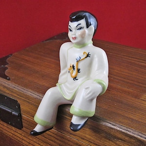 Figurine, Shelf Sitter, Chinese Boy, Vintage, 1950s, Ceramic Arts Studio,  Mid-Century, Ceramic, Pottery, Décor, Madison, WI