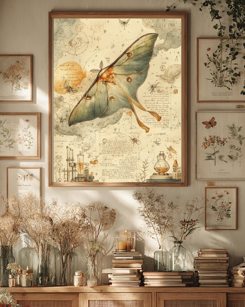 Luna Moth Wall Art – the Flight Through Knowledge, Vintage Entomology ...