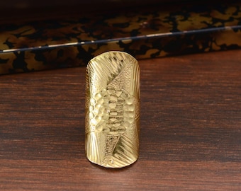 Textured Brass Ring – Geometric Pattern Design – Bold Statement Jewelry – Adjustable Band – Handmade Brass Ring – Unique Gift for Her