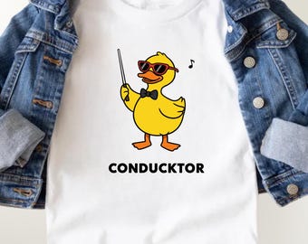 Conduckt-or Duck Kids Tee, Conductor Toddler T-Shirt: Funny Music Teacher Gift