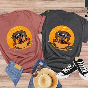 Dachshund Hot Dog Shirt, Funny Wiener Dog Tee, Cool Sausage Dog Graphic T-Shirt, Retro Dog Lover Gift, Cute Dog Mom and Dad Shirt
