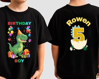 Custom Dinosaur Birthday Boy Shirt Idea Personalized Name Age T-Shirt Toddler Birthday Outfit Dino Party Theme Tee