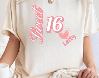 Personalized Sweet 16 Birthday T-Shirt Gift for Teen Girl Custom Name Birthday Shirt Keepsake Sweatshirt