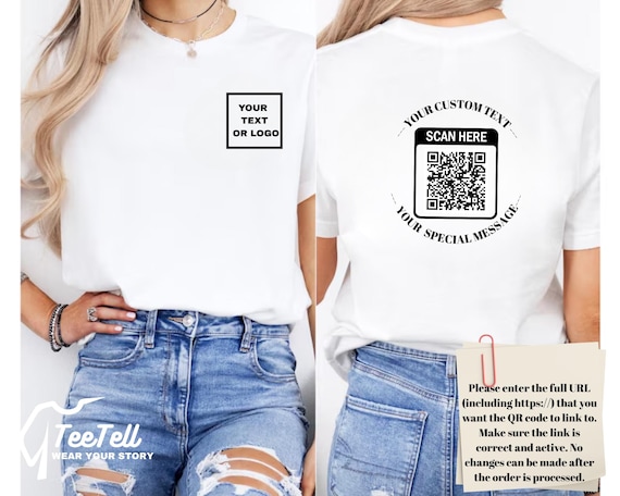 Custom QR Code Shirt, Personalized QR Code T Shirt, Scan Me Shirt, Custom Back Print Tee, Business Logo Shirt