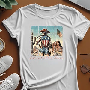 Patriotic Cowgirl Shirt: USA Western Graphic Tee