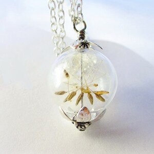 Dandelion Seed Filled Glass Orb Necklace in Bronze or Silver, Boho Bridesmaid Jewelry, Teacher Gift image 4