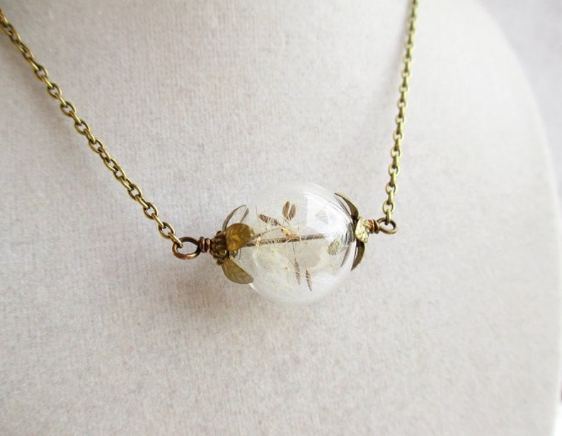 Terrarium Necklace, Dandelion Seed Glass Blown Orb Necklace in Silver or Bronze, Bridesmaid Gifts, Bridal Jewelry, Sentimental Gift image 5
