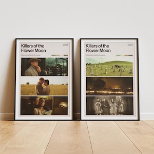 Killers of the Flower Moon Screencap Poster Set – Scorsese Movie Prints, Leonardo DiCaprio & Lily Gladstone, Minimalist Vintage Wall Art