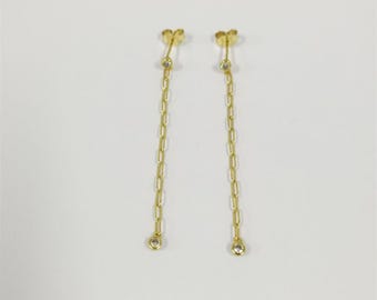 diamond paperclip chain drop earrings pandora era bezel lab-grown