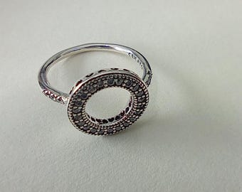 Anillo Pandora de plata 925 con halo brillante, tallas 50-58