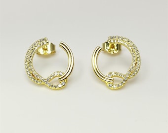 pavé open circle stud earrings pandora infinite lab-grown diamond