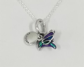 charm necklace set 45cm pandora hummingbird double dangle