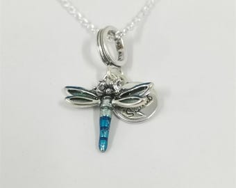 charm necklace set 45cm pandora dragonfly double dangle
