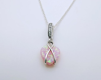 Necklace Charm 45Cm Pandora Mum Opalescent Heart Dangle