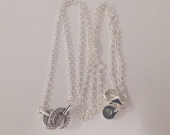 pendant necklace 45cm pandora classic pave interlace