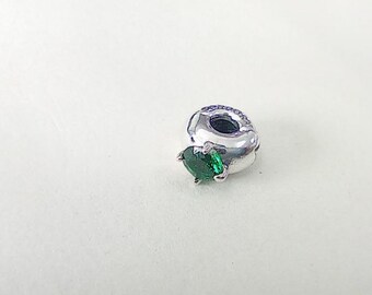 Pandora Green Round Solitaire Clip Charm ALE S925