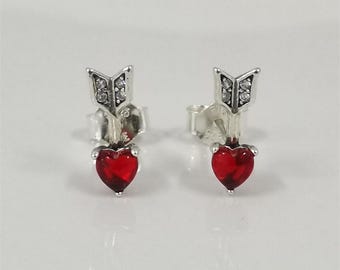 heart stud earrings pandora arrow & murano glass