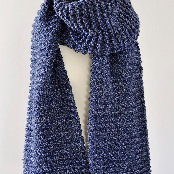 Extra Long Scarf, Blue Knit Scarf, Super Wide Scarf,  Chunky Knit Scarf, Oversized Knit Scarf, Garter Stitch Winter Scarf