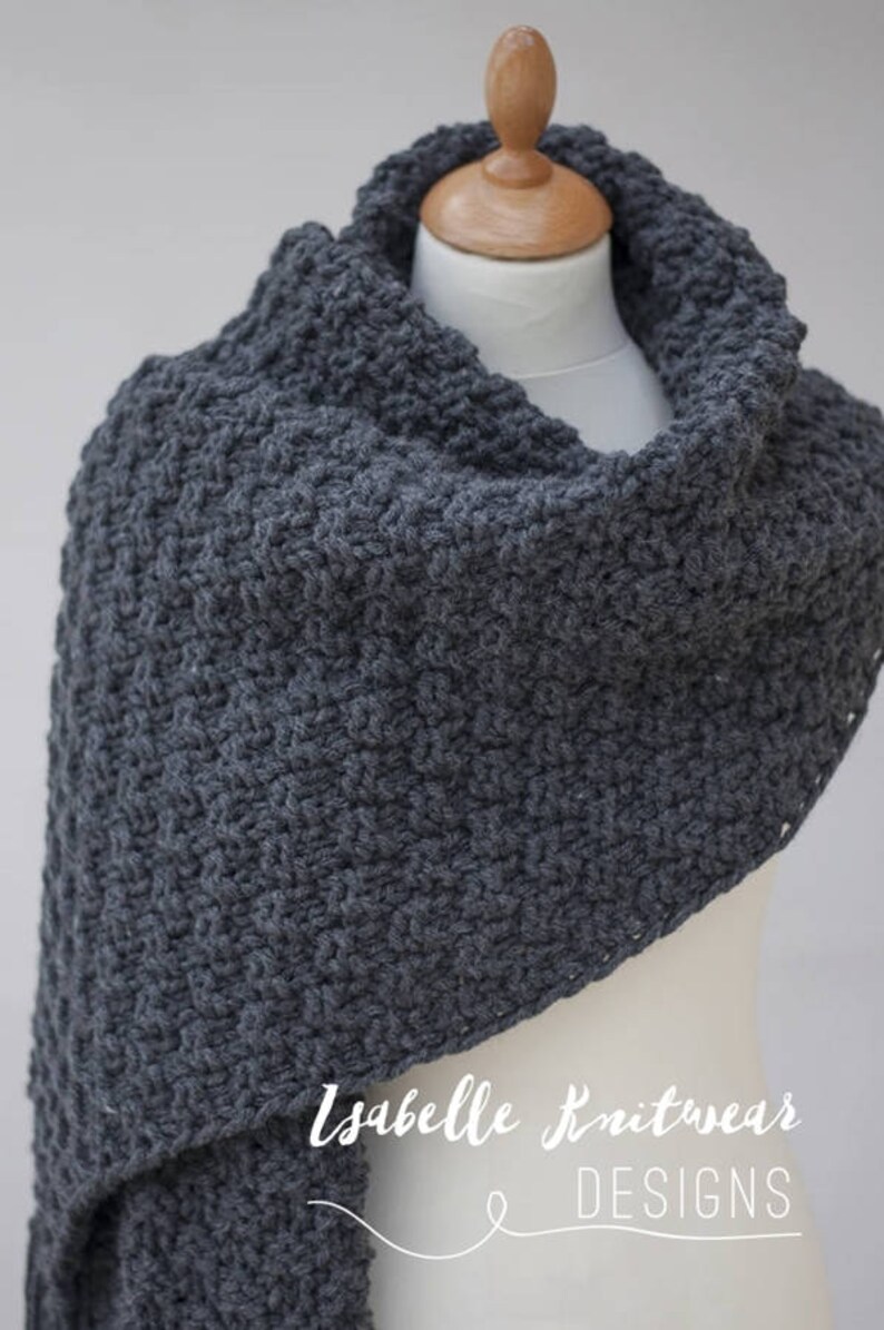 Extra Long Scarf, Dark Grey Melange Oversize Knit Scarf With Tassels, Large Winter Scarf image 4