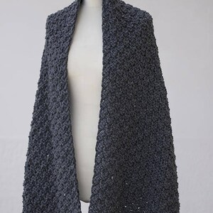 Extra Long Scarf, Dark Grey Melange Oversize Knit Scarf With Tassels, Large Winter Scarf image 5
