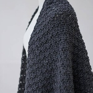 Extra Long Scarf, Dark Grey Melange Oversize Knit Scarf With Tassels, Large Winter Scarf image 3