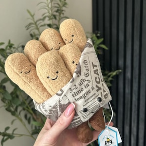Peluche de papas fritas: muñeco de peluche con dibujos de comida, inspirado en Jellycat, peluche relajante.