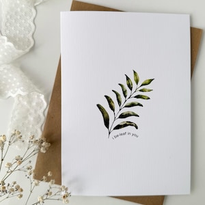 I be-leaf in you Pun Card | Encouragement Greeting Card | Custom Name Just Because Card | Personalised Watercolour Greenery Leaves Card