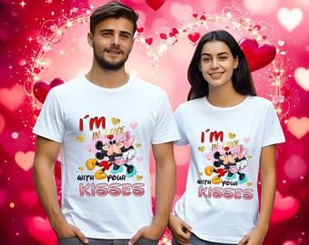 Camiseta Minnie e Mickey apaixonados, camiseta Disney para o Dia dos Namorados, camiseta combinando para casais da Disney, presente de Dia dos Namorados para casais, Mickey
