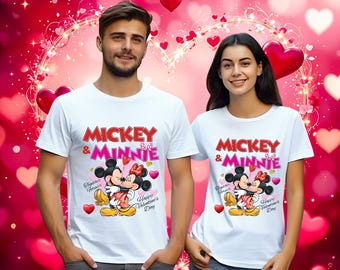 Camiseta Minnie e Mickey apaixonados, camiseta Disney para o Dia dos Namorados, camiseta combinando para casais da Disney, presente de Dia dos Namorados para casais, Mickey