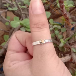 Zierlicher Sterling Silber Stern Ring: Zweifarbiger Handgemachter Schmuck
