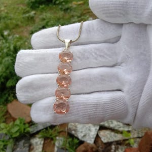 Peach Morganite Pendant 925 Sterling silver Pendant Handmade Gemstone Jewellery Gift For Girls Women&#39;s Man Silver Chain Pendant Necklace