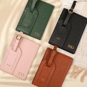 Personalized Leather Passport Holder and Luggage Tag Set,Custom Passport Wallet,Honeymoon Gift, Wedding Gift for Couples,Travel Gift for Her