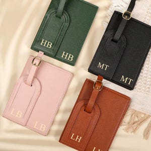 Personalized Leather Passport Holder & Personalized Luggage Tag, Bridesmaid Gifts, Honeymoon gift, Travel Set, Bride, Gifts For Her