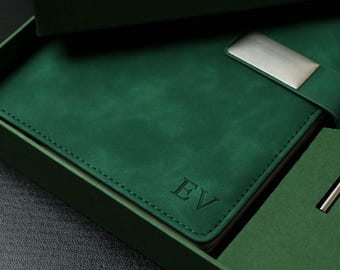 Op maat gegraveerde leren dagboekset met pen, gepersonaliseerd notitieboekje, afstudeercadeau