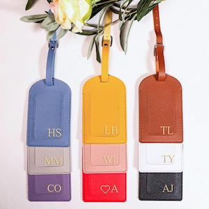 Personalized Vegan Leather Luggage Tag, Engraved Monogram Luggage Tag, Custom Luggage Tag, Suitcase Tag, Wedding Party Favors, Travel Gifts
