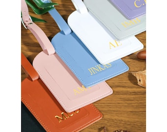 Personalised Leather Luggage Tag, Custom Name Travel Tag, Gift for Traveller, PU Leather Bag Tag, Monogram Tag, Custom Travel Accessory