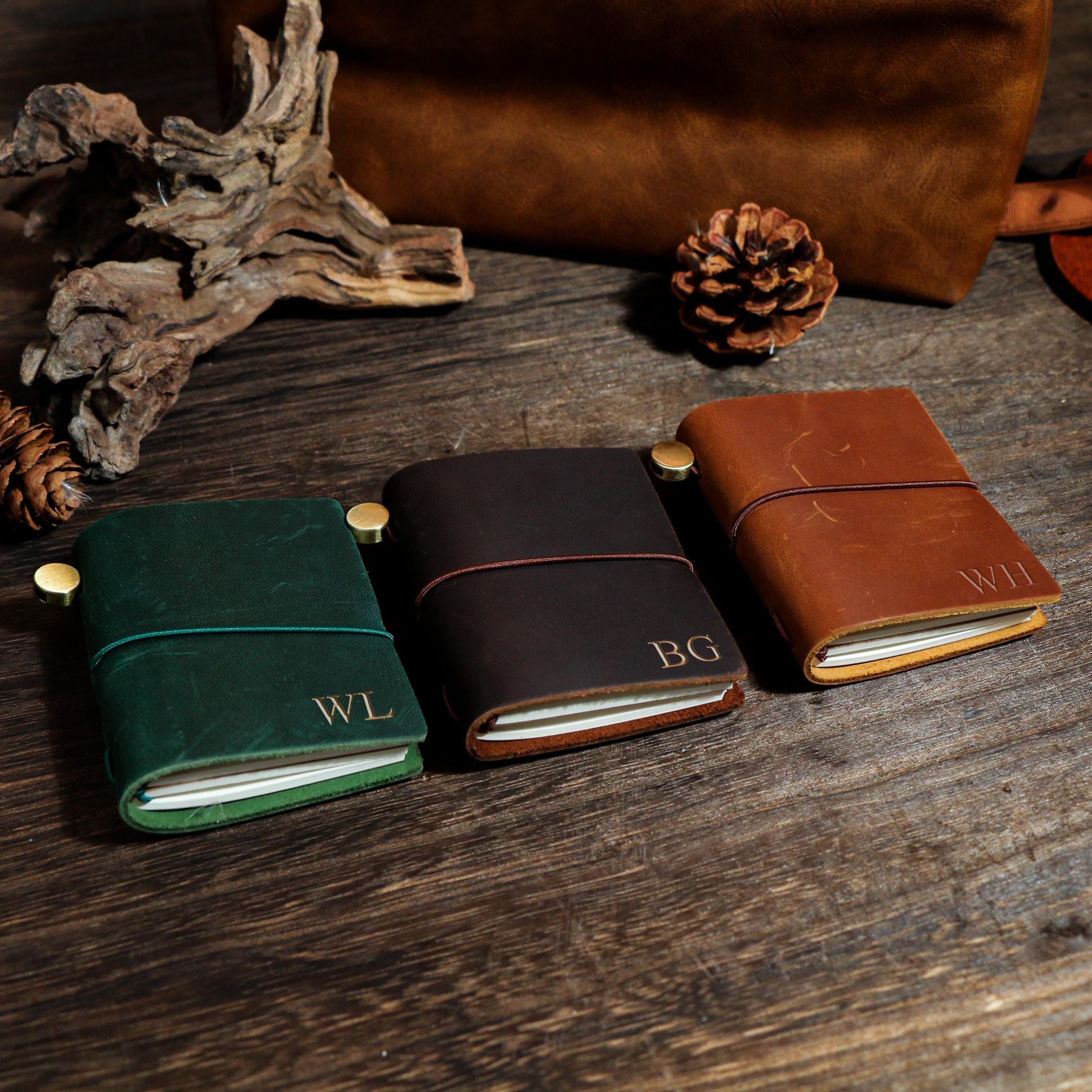 REFILLABLE Personalized Leather Pocket Journal With Elastic Closure ...