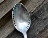 Hand stamped spoon - Thank you for being my teacher, vintage, teacher gift, quote spoon, repurposed gift, unique gift under 10, made in uk