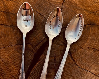 Custom stamped coffee spoon, hand stamped spoon, design your own spoon, small spoon, gift under 10, lowercase lettering choice