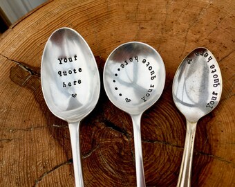 Stamped spoons-funny sayings-coffee poons-tea spoons-vintage flatware