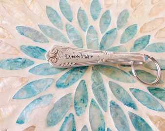 Vintage spoon handle keychain - Dream Big x, hand stamped, gift under 10, letterbox gift, eco friendly, made in the Cotswolds, positive