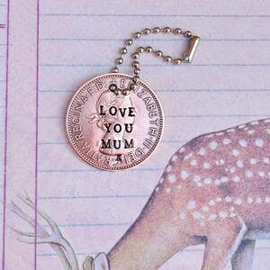 Personalized Lucky Penny Keychain: Stamped Initials, Date - UK Vintage Coin image 4