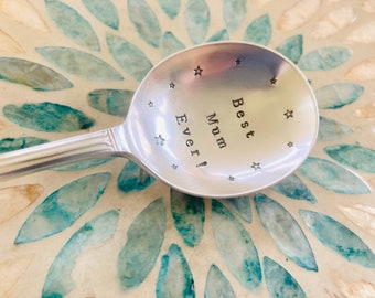 Vintage stamped spoon - Best Mum Ever!, hand stamped, ready to ship, Mothers day, Mum birthday, Letterbox gift, Made in the Cotswolds, love