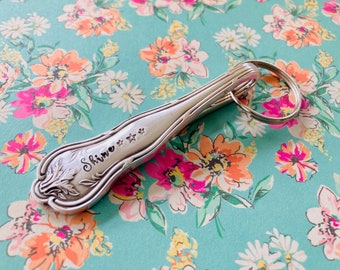 Vintage spoon handle keyring - Shine, hand stamped, handmade in the Cotswolds, positive, motivational gift, ready to ship, friendship gift