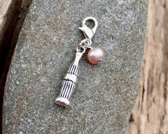 Silver Pop Bottle Clip On Charm: Peach Pearl, Twinkle Jewellery