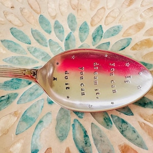 grande cuillère estampée vintage - Si vous pouvez en rêver, vous pouvez le faire, estampée à la main, cadeau de motivation, plaqué argent, cadeau unique, être cher