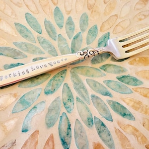 Vintage stamped fork - I Forking Love You, hand stamped, Silver plated, made in the Cotswolds, unique fork, loved one gift, anniversary
