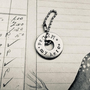 Hand Stamped 'My Dad, My Hero' Token Charm - Keychain or Bag